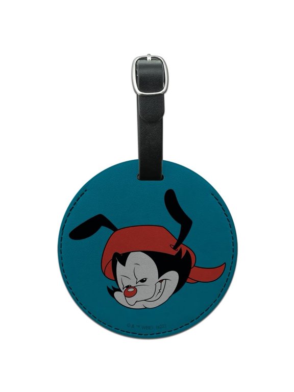 Animaniacs Wakko Head Round Leather Luggage Card Suitcase Carry-On ID Tag