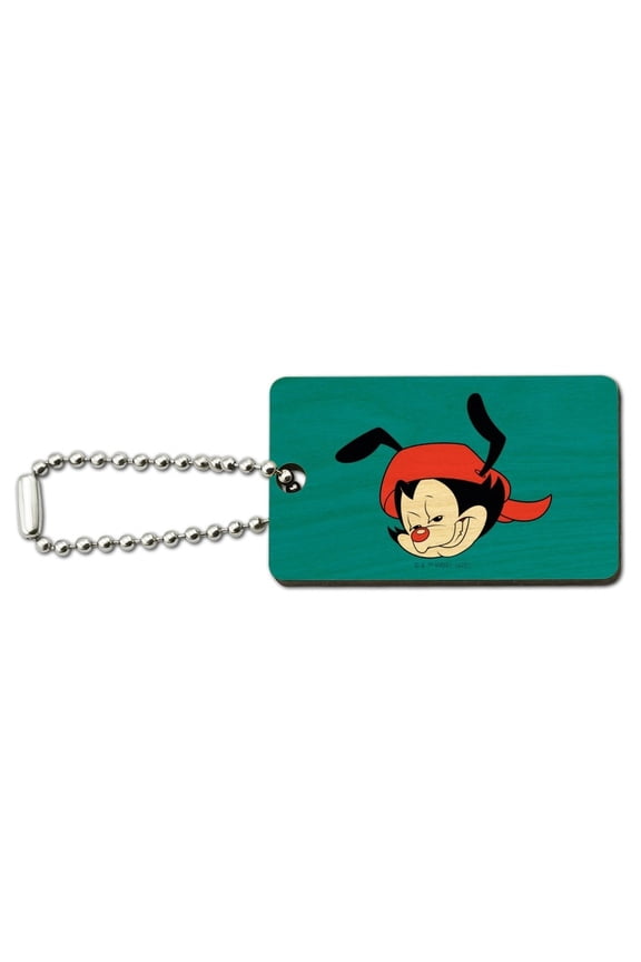 Animaniacs Wakko Head Wood Wooden Rectangle Keychain Key Ring