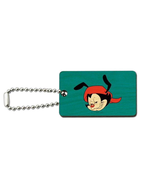Animaniacs Wakko Head Wood Wooden Rectangle Keychain Key Ring