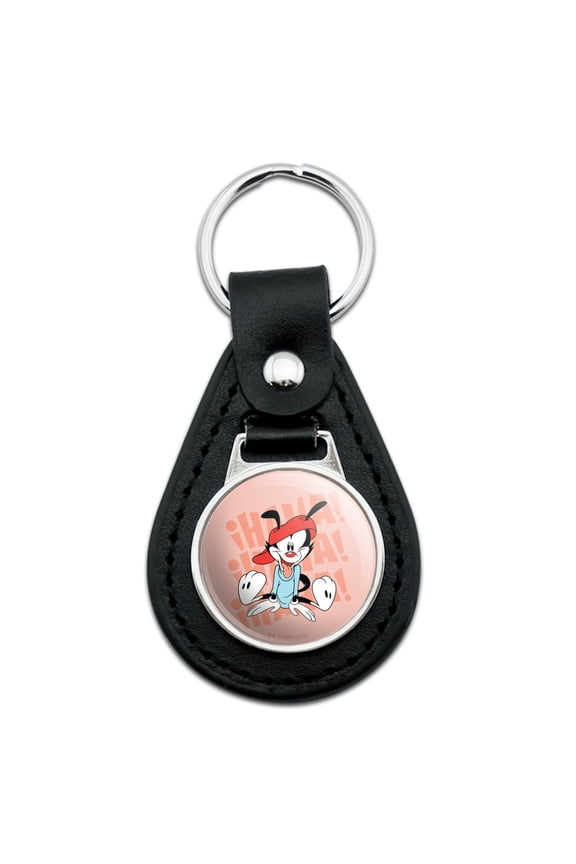 Animaniacs Wakko Laughing Black Leather Keychain