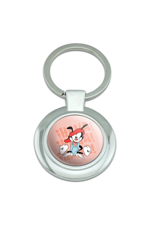 Animaniacs Wakko Laughing Keychain Classy Round Chrome Plated Metal