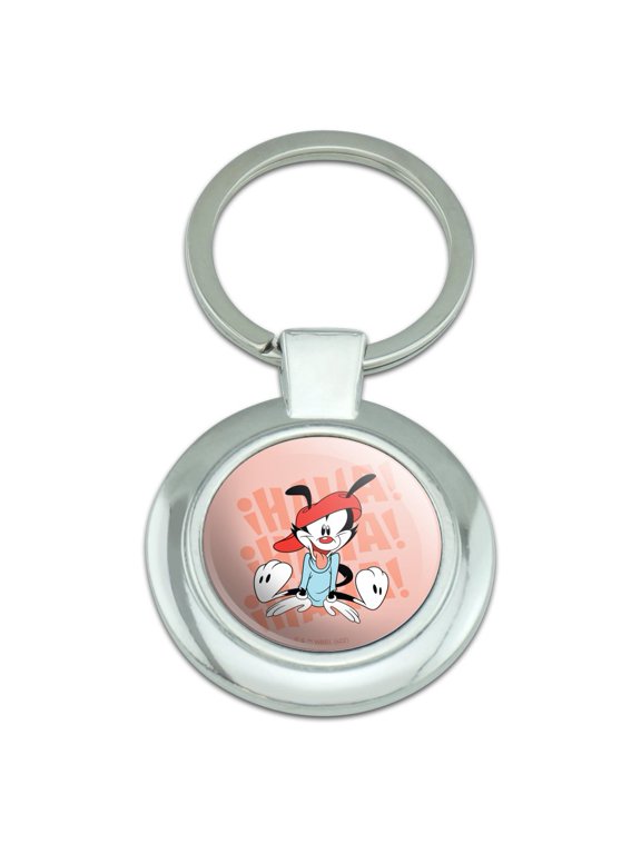 Animaniacs Wakko Laughing Keychain Classy Round Chrome Plated Metal