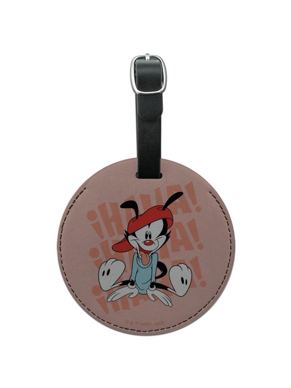 Animaniacs Wakko Laughing Round Leather Luggage Card Suitcase Carry-On ID Tag