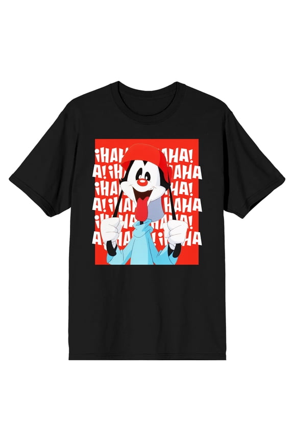 Animaniacs Wakko Long Ears Men's Black T-shirt-Large