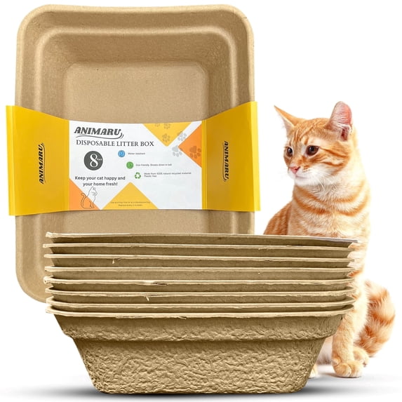 Animaru Large, Sturdy Disposable Cat Litter Box (8 Pack)