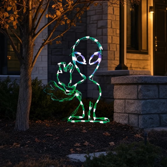 Animated 21 in. LED Waving Alien Halloween Yard Decoration