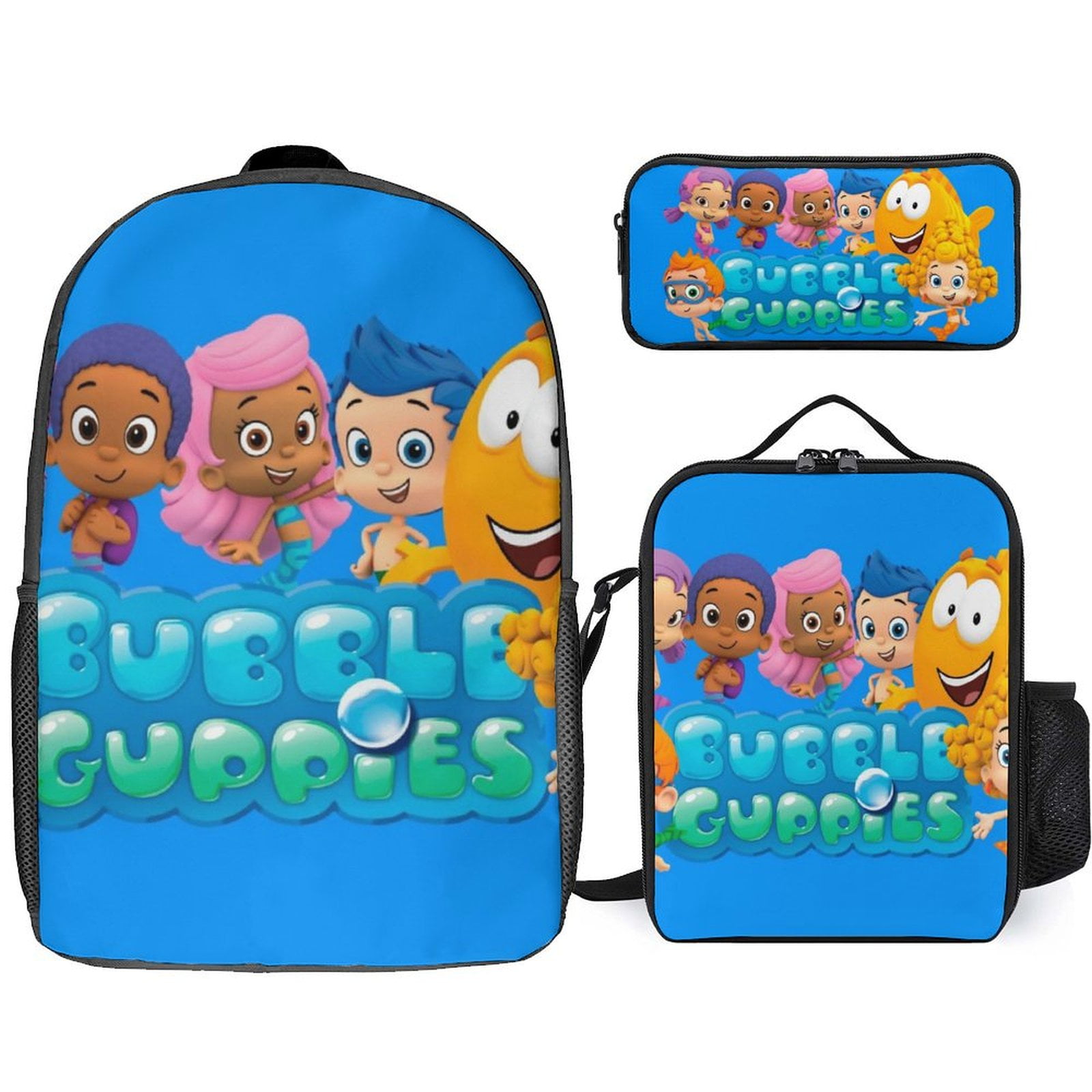 Animated Bubble Guppies Backpack With Lunch Bag Pencil Case Set Schoolbag Laptop Backpack Lunch Box Pen Bag 3 Pieces Set For Kids Boys Girl Adult Walmart