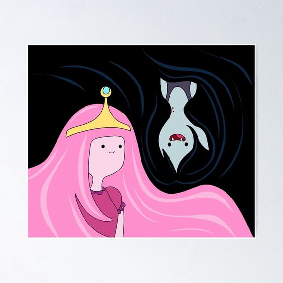Animated Candy Princess and Vampire Graphic Wall Decor Fantasy Cartoon Art, Unframed Poster
