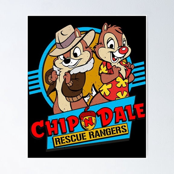 Animated Chipmunk Detectives Rescue Rangers Rescue Team Cartoon Wall Art, Unframed Poster