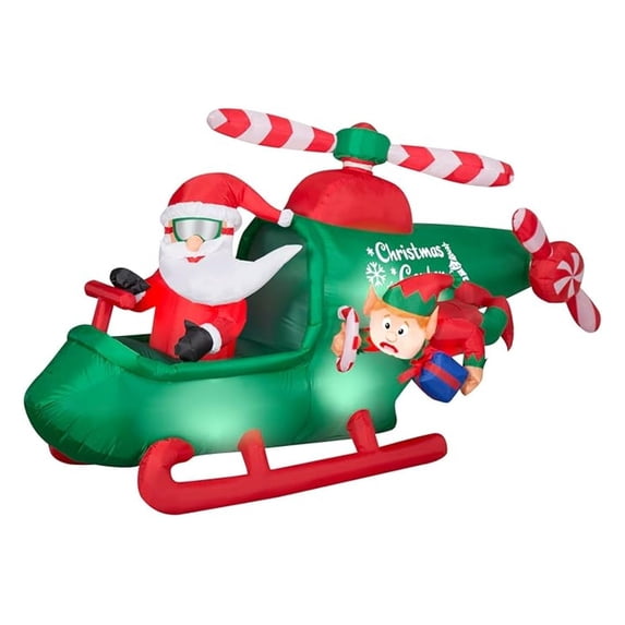 Animated Christmas Inflatable Santa in Helicopter, 4.5 ft Tall, Multi