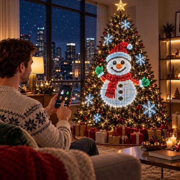 Animated Christmas Lights Controllable via Phone App,400 Addressable LEDs Create 200+ Patterns,Smart Christmas Tree Lights with USB Power 5.9FT