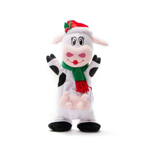 Animated Christmas Plush Cow Stuffed Animal Sings Dances Twerking