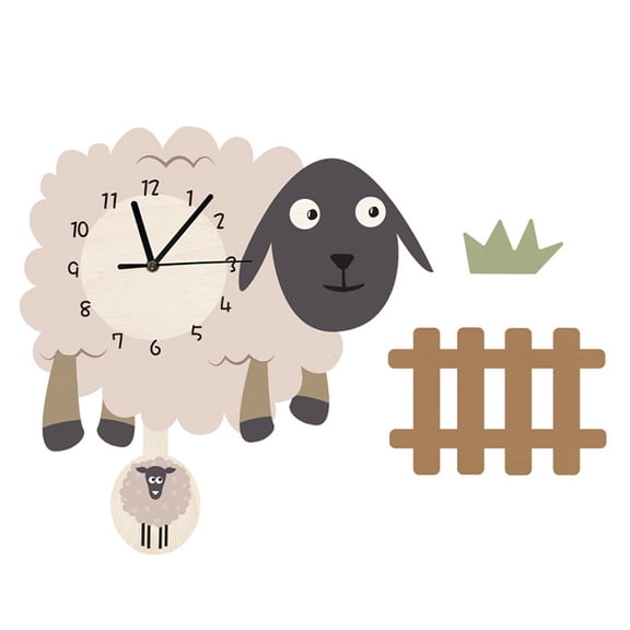 Hytrove Silent Wall Clock Cartoon PVC Material Display 12.1x8.1in 1 Piece Decorative Clock