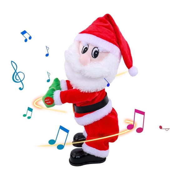 Animated Dancing Santa Plush Figure, Music-Activated Motion Creates a Festive Christmas Table Display, for Christmas dinners, mantels, and holiday table displays
