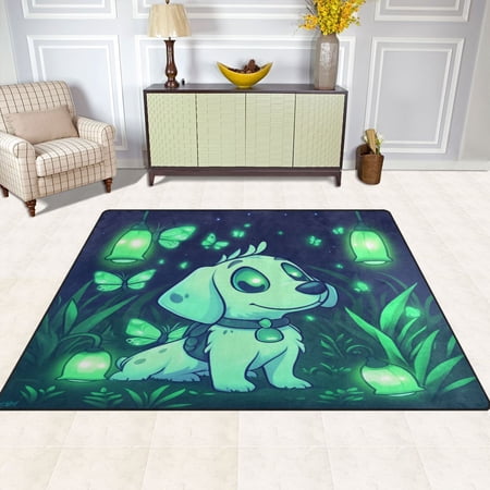 Animated Dog 63''x48'' Plush Memory Foam Bath Mat, Soft, Absorbent, Non Slip, Durable
