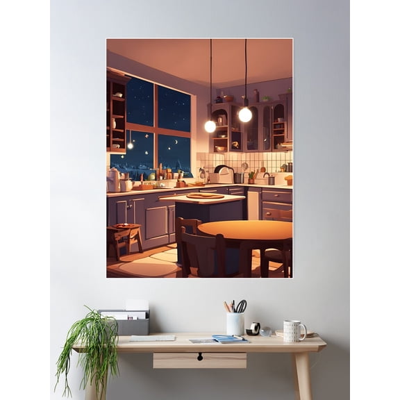 Animated Dream Kitchen Poster Wall Art, Modern Wall Decor For Living Room Bedroom, 16x24 UNFRAMED