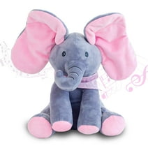 Animated Elephant Toys, Plush Singing Elephant with Ears Moving Electric Plush Toy, Adorable Elephant Stuffed Animal Toy for Baby's Gift, Pink