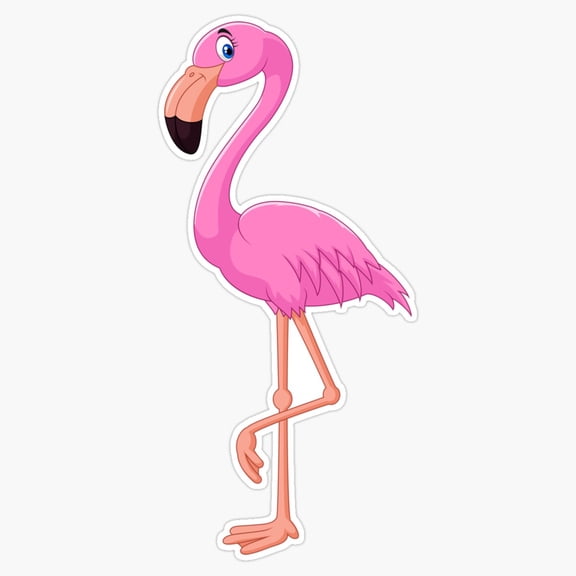 Animated Flamingo Cute Cartoon Tropical Bird Character Vinyl Sticker