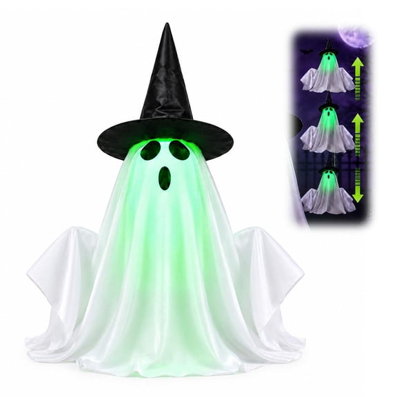 Animated Ghost Decor, Sound Activated Halloween Prop with Glowing Green Face, 32x22x14cm, 1 Pc