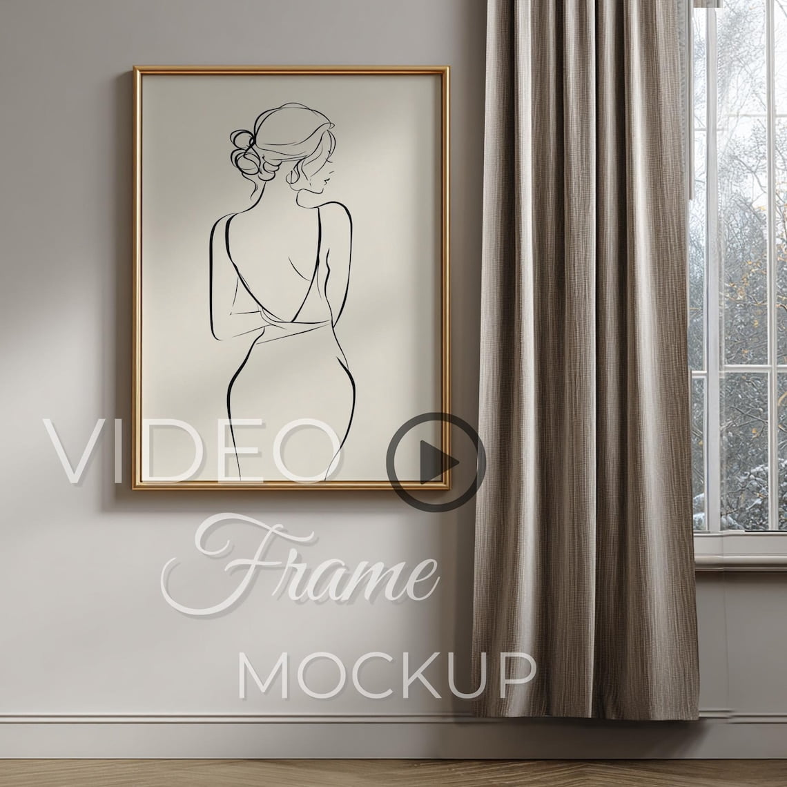 Animated Gold Frame Mockup Fine Art Display, Unframed Canvas 24x36in ...