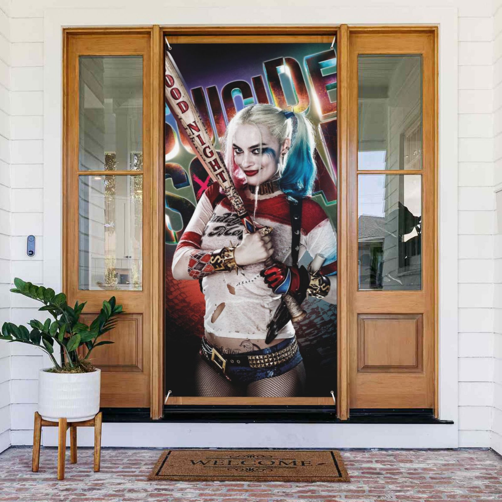 Animated Harley Quinn Door Cover Decorated Banner Tapestry Home ...