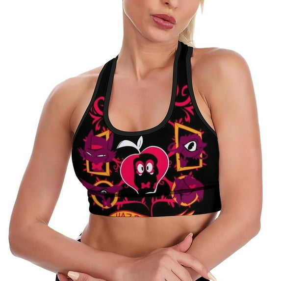 Animated Hazbin Hotel Women's Sports Bras Racerback Padded Workout Slimming Tank Tops Camisole Yoga Vest Activewear Fitness Running Crop Top