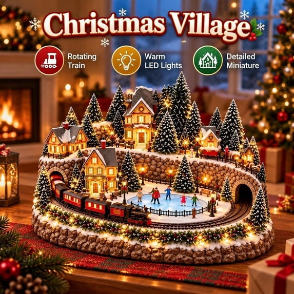 Animated Holiday Train and Ice Rink Scene Christmas Home Decor,Animated ...