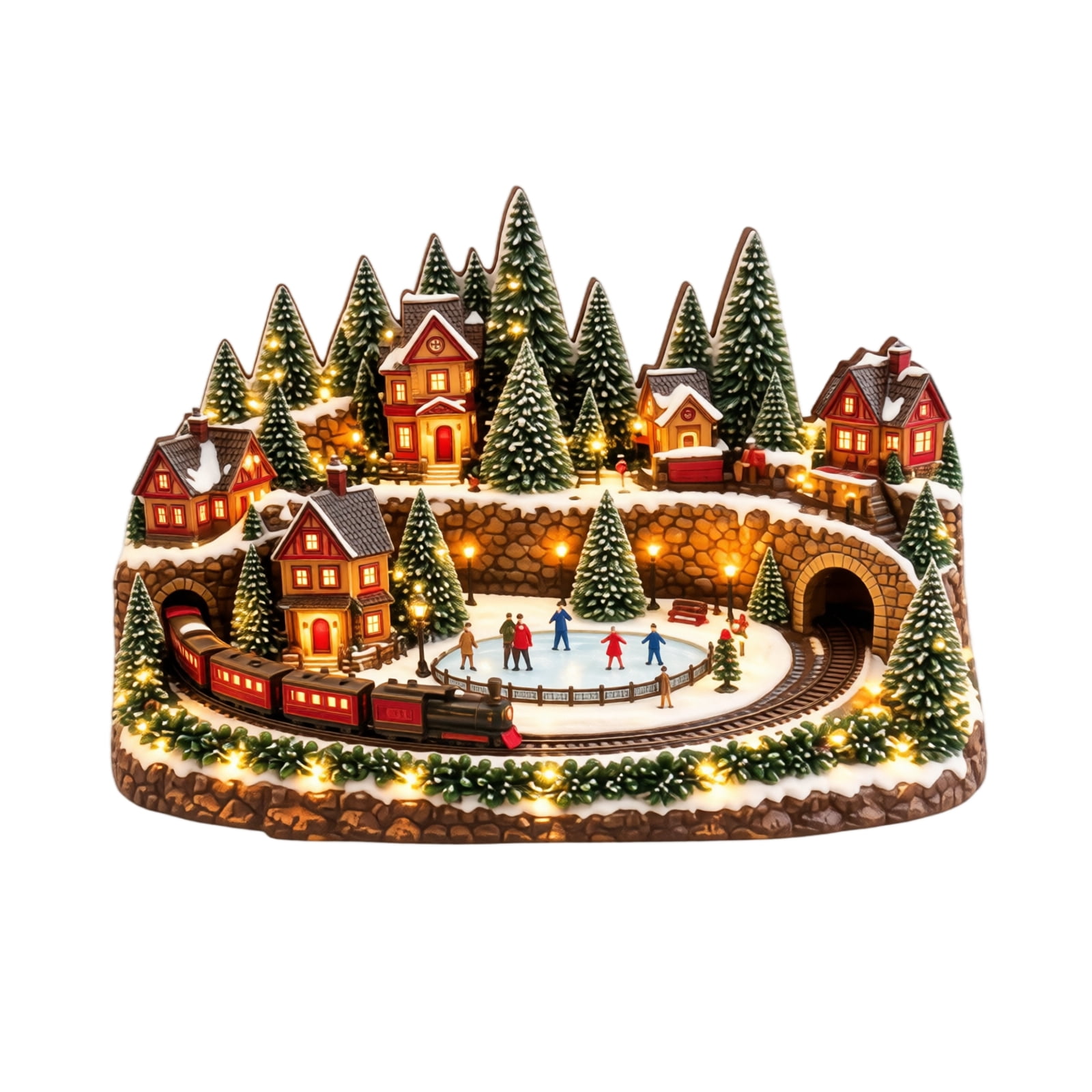 Animated Holiday Train and Ice Rink Scene Christmas Home Decor ...