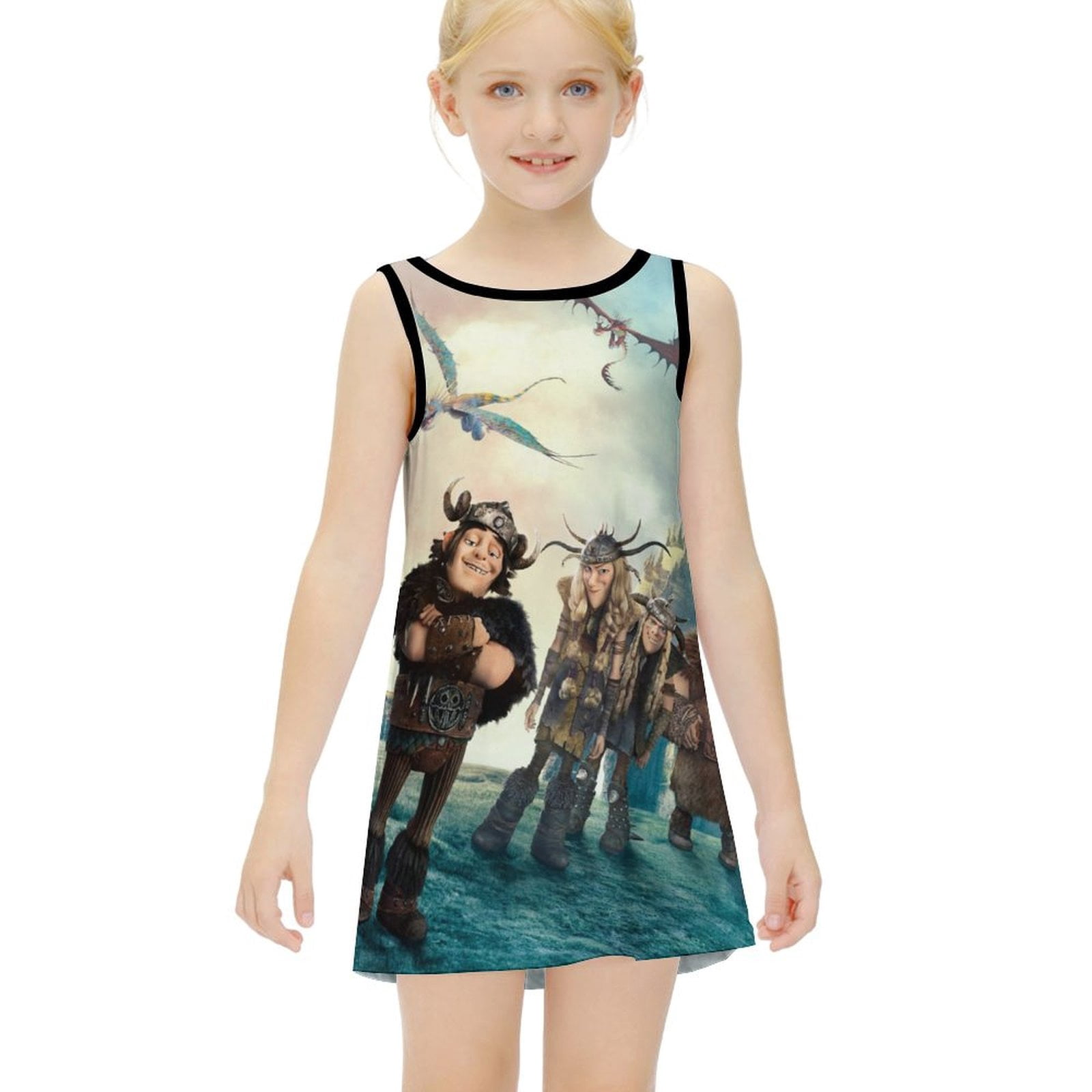 KIDS TIE FRONT MAXI DRESS 12-14 HEART OF A DRAGON