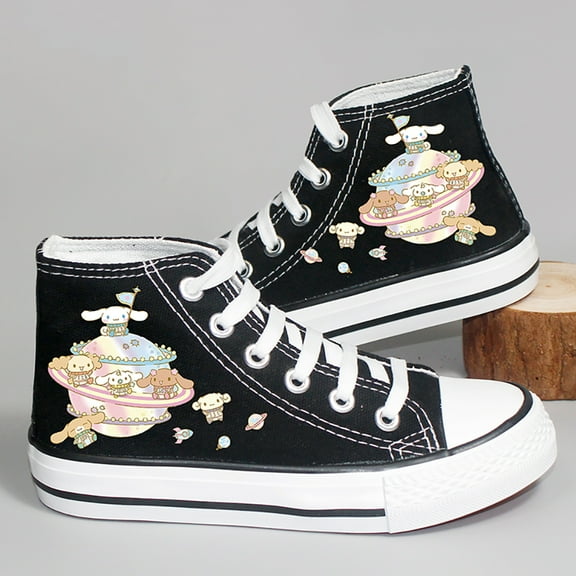 Animated Kawaii High-top Canvas Shoes | Kids Cartoon Cinnamoroll Sports Shoes | Fashion Anti-slip Dancing Shoes