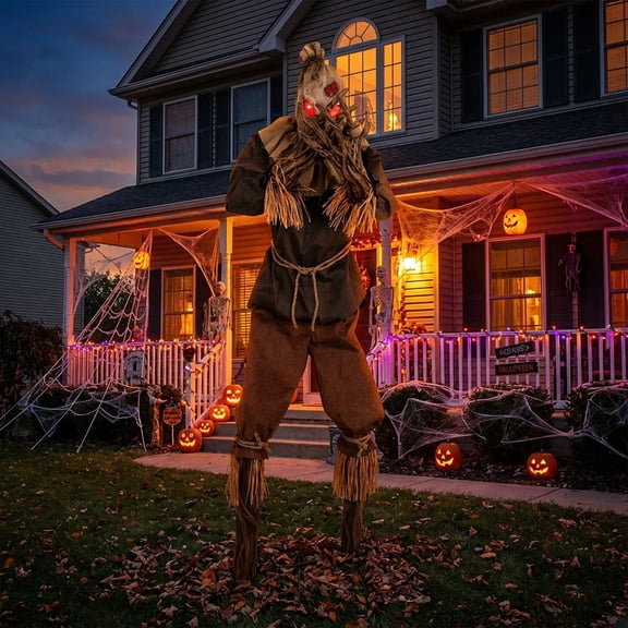 Animated Light-Up Grim Stalker Scarecrow
