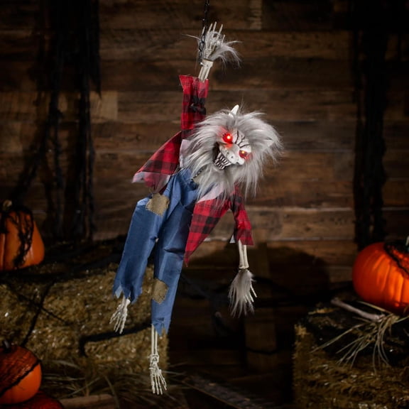 Animated Light-Up Hanging Skeleton Werewolf