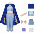 thumbnail image 1 of Animated Movie Inspired Blue Cowgirl Costume for Women, Cape Top Pants Set with Wrist and Head Accessories, Cosplay Outfit for Themed Party, 1 of 6