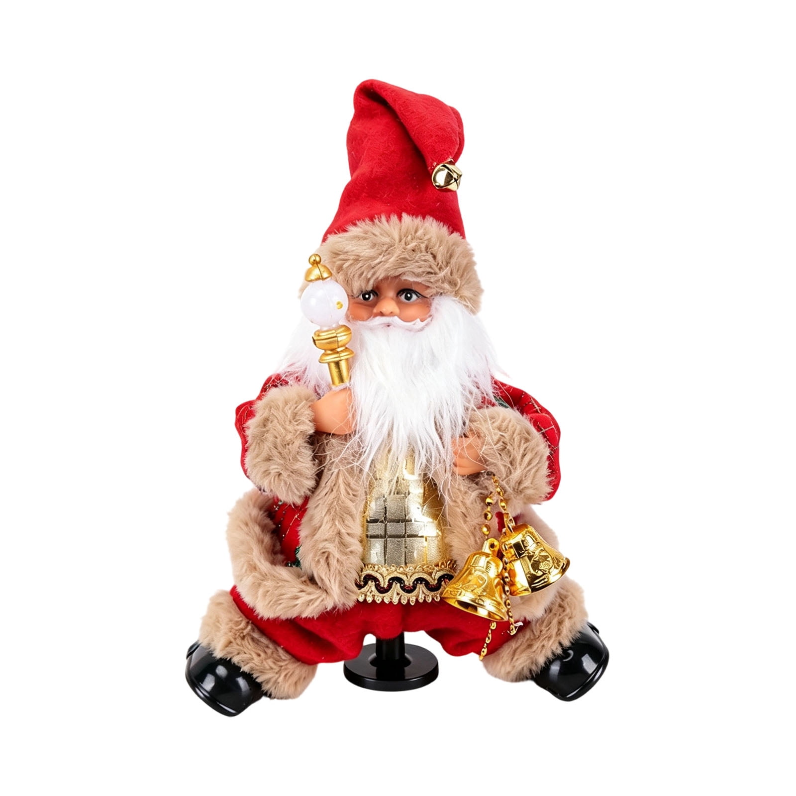 Santa Items Animated Musical Dancing Santa Figurine with Golden Bells Light Up ...