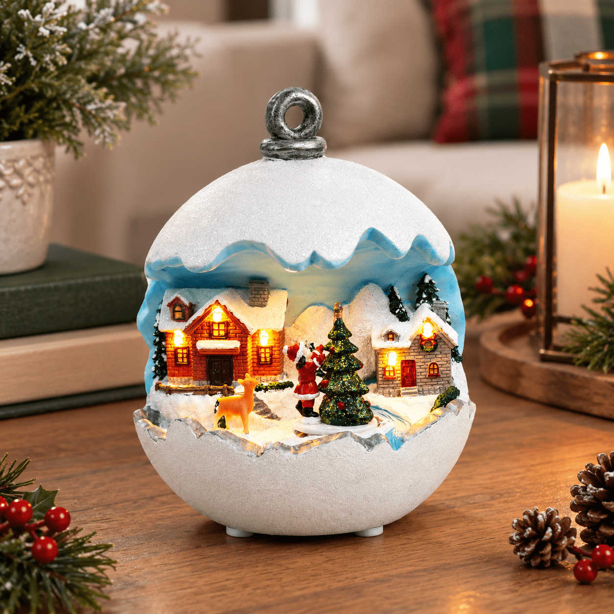 Animated Musical Holiday Decoration with Rotating Santa Tree Scene ...
