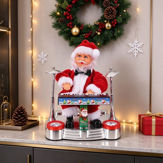 Animated Musical Keyboard Santa Figurine, Christmas Stage Tabletop ...