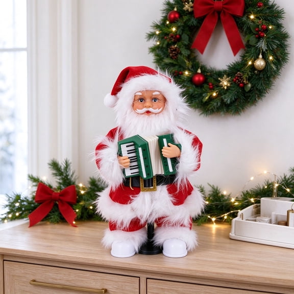Animated Musical Santa Figurine Battery Operated Christmas Decoration Indoor Holiday Party Collectible Gift