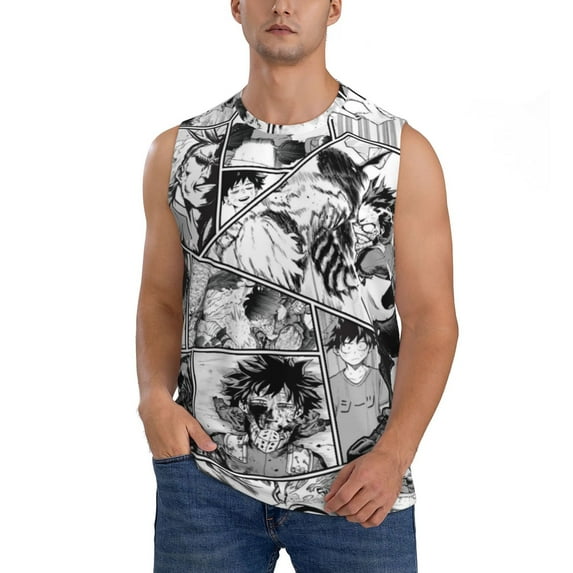 Animated My Hero Academia Men's Tank Top Lightweight Summer Sleeveless Tee Shirt Muscle Tank Tops Workout T-Shirts Casual Athletic Undershirts