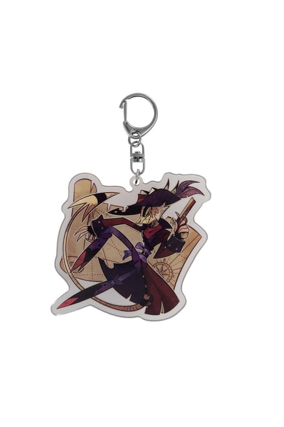 Animated Pirate Crew Acrylic Keychain Charm - Dark Fantasy Ocean Voyager Character Art - Unique Gothic Sea Captain & Treasure Map Accessory - Exclusive Collector's Gift