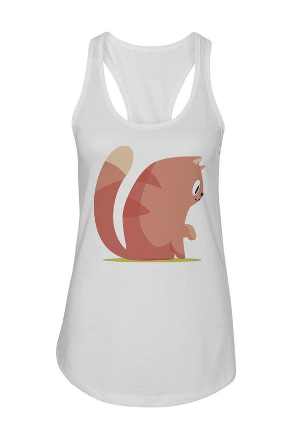 Animated Red Cat Sitting Tank Women -Image by Shutterstock, Female Small