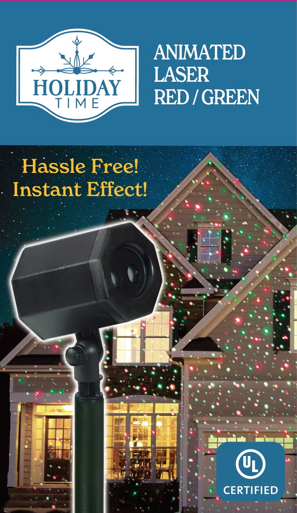 Animated Red & Green Star LED Laser Projector Christmas Lights, 3,200