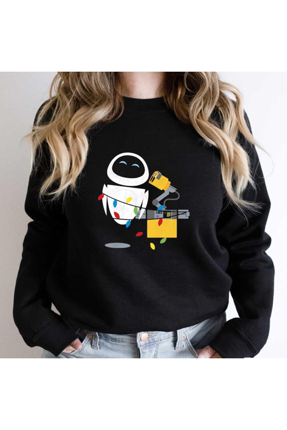 Animated Robot Christmas Light Funny Wrap Graphic SW15419 Unisex Sweatshirt, Up to Size 5XL