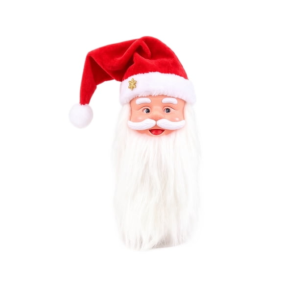 Animated Santa Claus Head Decoration with Moving Face and White Beard, 1 Pack, Red and White, for Home Fireplace Mantel, Christmas Decoration