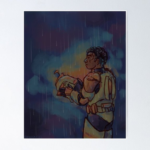 Animated Sci Fi Clone Commander In The Rain Graphic Wall Art Geek Decor, Unframed Poster