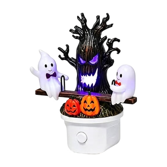 Animated Seesaw Ghost LED Night Light  Plug-in Spooky Halloween Table Lamp for Bedroom, Haunted House & Party  Eerie Motion Sensor Decor with US Plug  Unique Gift for Halloween Lovers