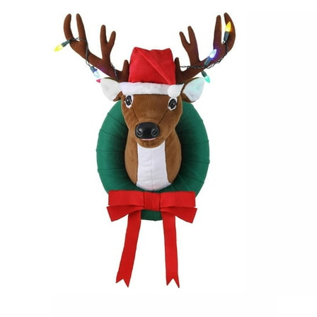 Animated Singing Reindeer Wall Hanging – Christmas Reindeer Decoration That Sings and Speaks – Festive Holiday Talking Wall Decor for Home or Office