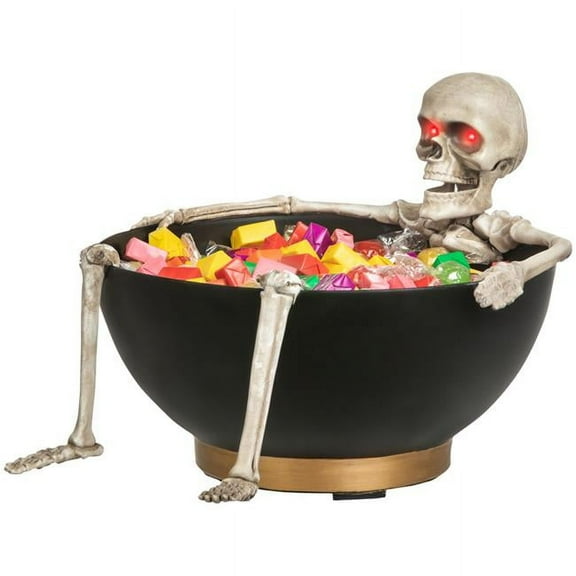Animated Skeleton Candy Bowl Tabletop, Black
