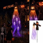 Animated Solar Halloween Scarecrow Pumpkin Head Garden Stake Light, Halloween Soul Harvester Light with Flowing LED Effect, Waterproof Outdoor Decor for Lawn Yard Pathway, 1 Pack