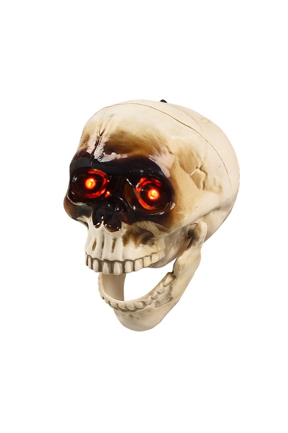 Animated Talking Skull with Flashing Eye and Moving Jaw Halloween Skeleton Head Decoration Terrifying Party Accessory