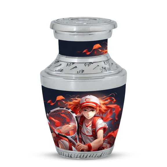 Animated Tennis Player in Dynamic Pose Miniature Memorial Urn for Human Ashes - Small Tribute for Adult Men Funeral Urns For Human Ashes - Memorial Urns 3 Inch, 1 Pc